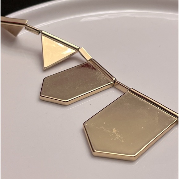 House of Harlow 1960 Red Leather and Gold Stations Geometric Gold Necklace - Picture 12 of 15